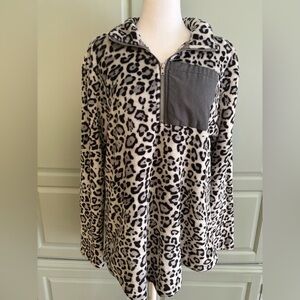 Pink Lily XL faux fur leopard print fleece